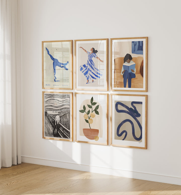 Set of 6 Frame Mockups with Reflection,3x4 Wood Frame Mock-Up,Wall Art Mockup