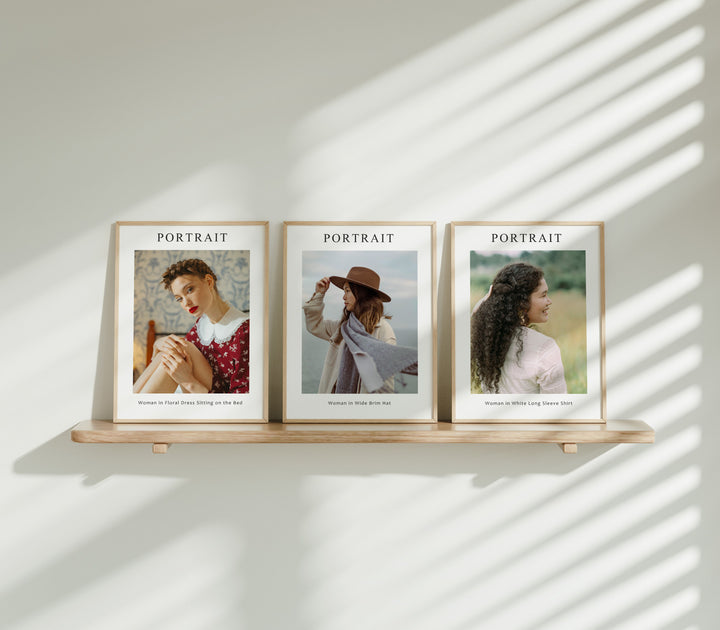 Set of 3 Wood Frame Mockup,3x4 Ratio Minimalist Art Mockup