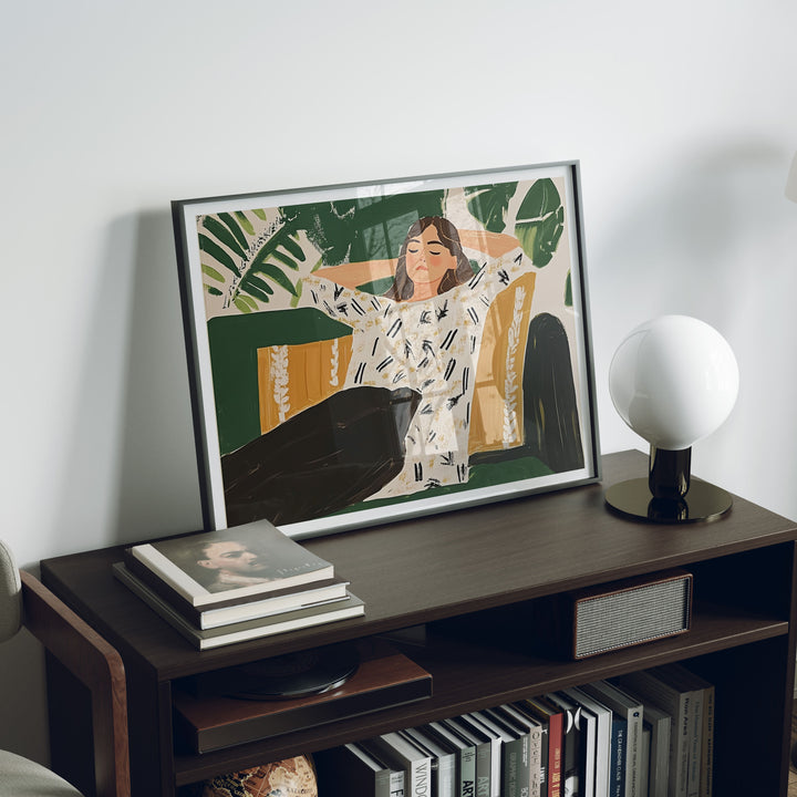 Black Frame Mockup in home Interior,4x3 Horizontal Frame Mock-Up with Reflection,Wall Art Mockup