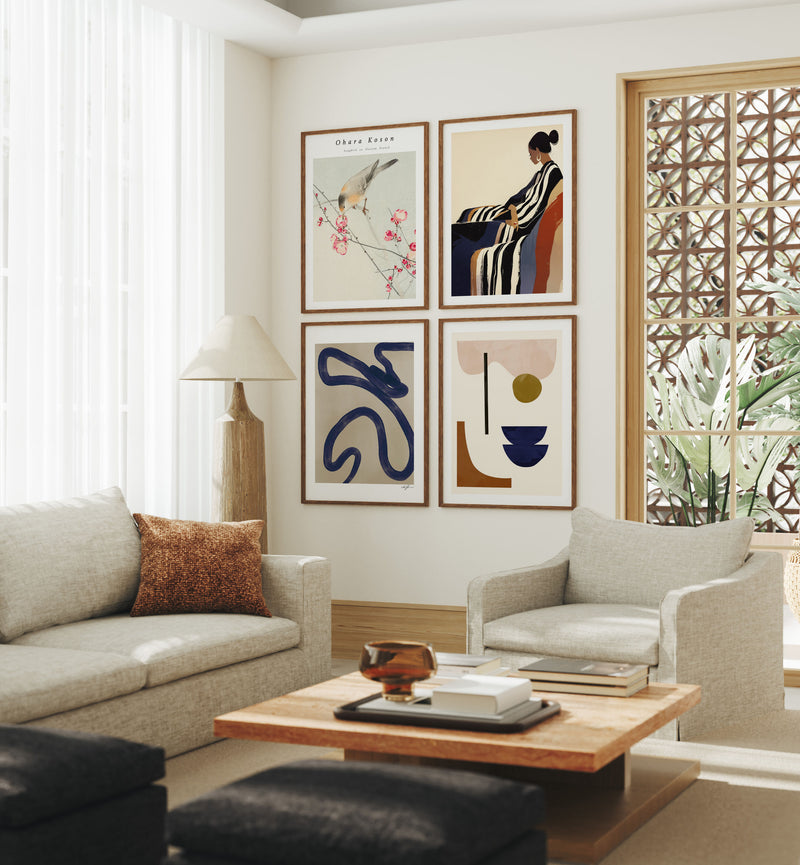 Set of 4 Gallery Wall Frame Mockup,3x4 Wood Frame Mock-Up,Wall Art Mockup