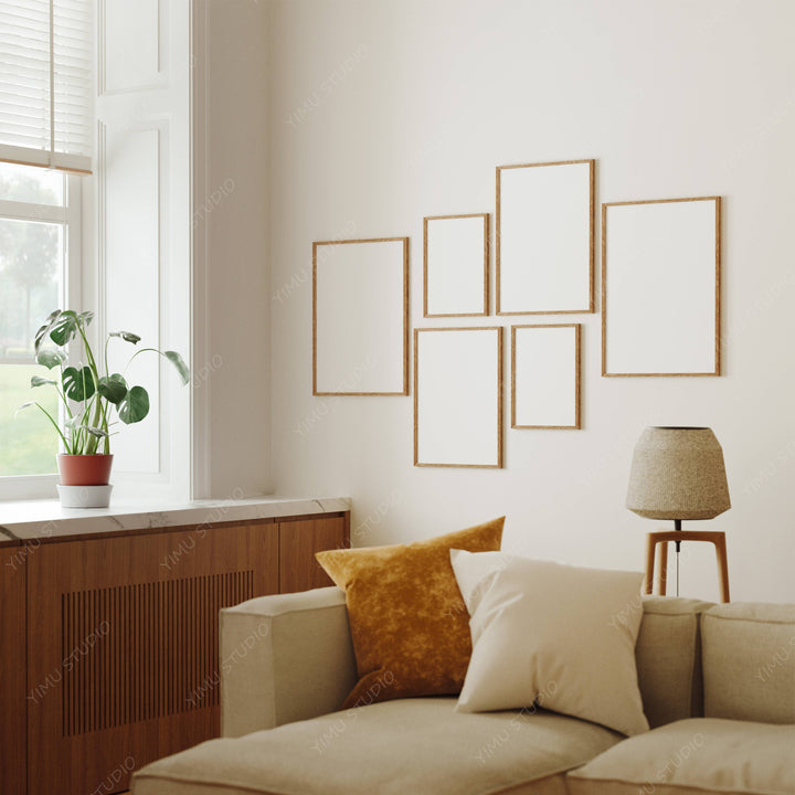 Set of 6 Frames,Gallery Room Wall Art Mockup,3x4 Ratio Frame Mockup,Psd Templates