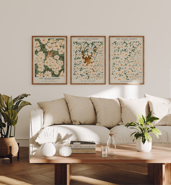Set of 3 Wood Frame Mockup in Living Room,5x7 Frame Mock-Up,Art Print Display