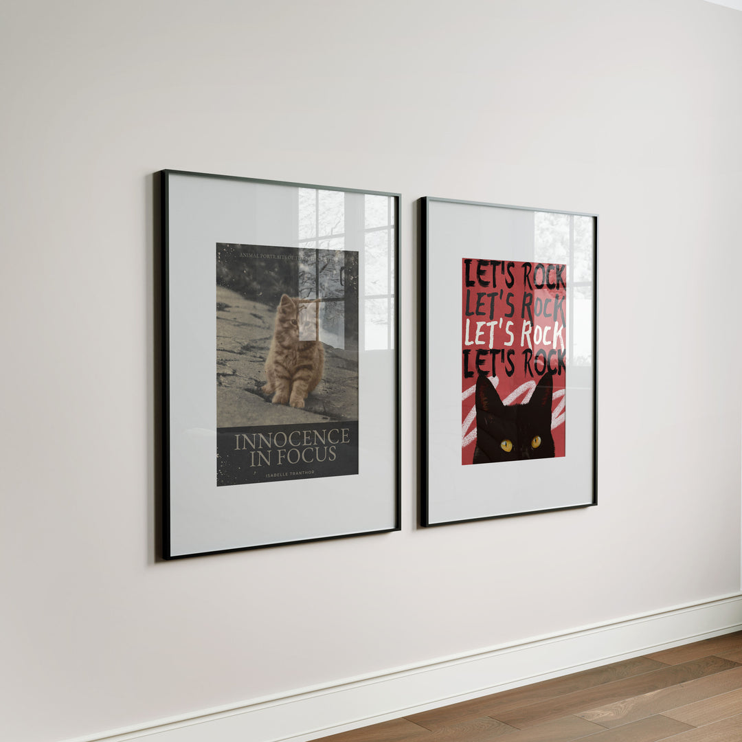 2 Black Frames Mockup with Reflection,5x7 Wall Art Mockups