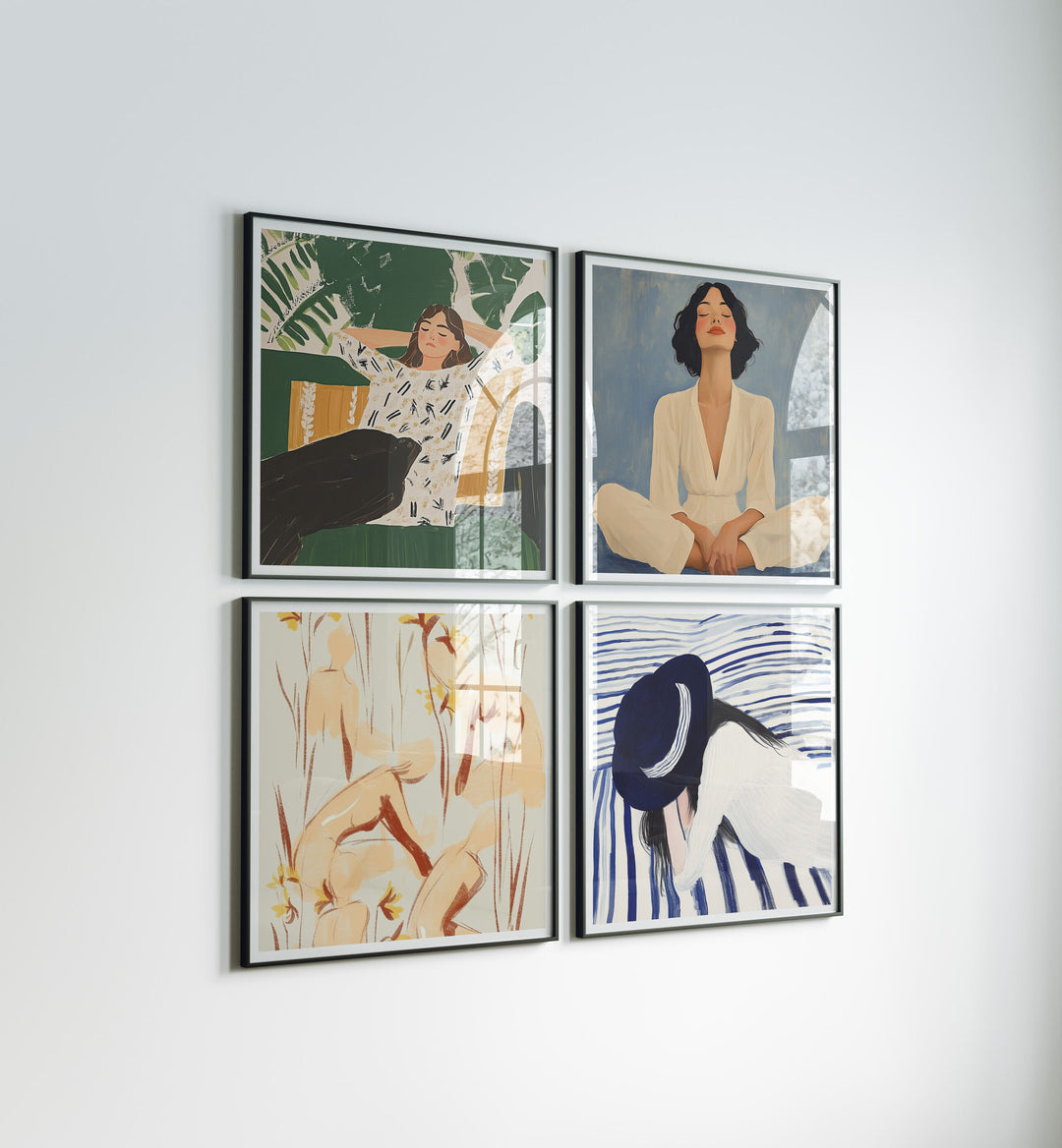 Set of 4 Black Square Frame Mockup,Wall Art Mockup