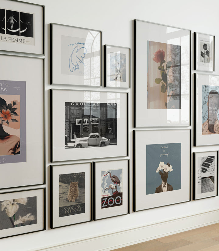 Gallery Wall Frames Mockup with Reflection,5x7 Wall Art Mockups