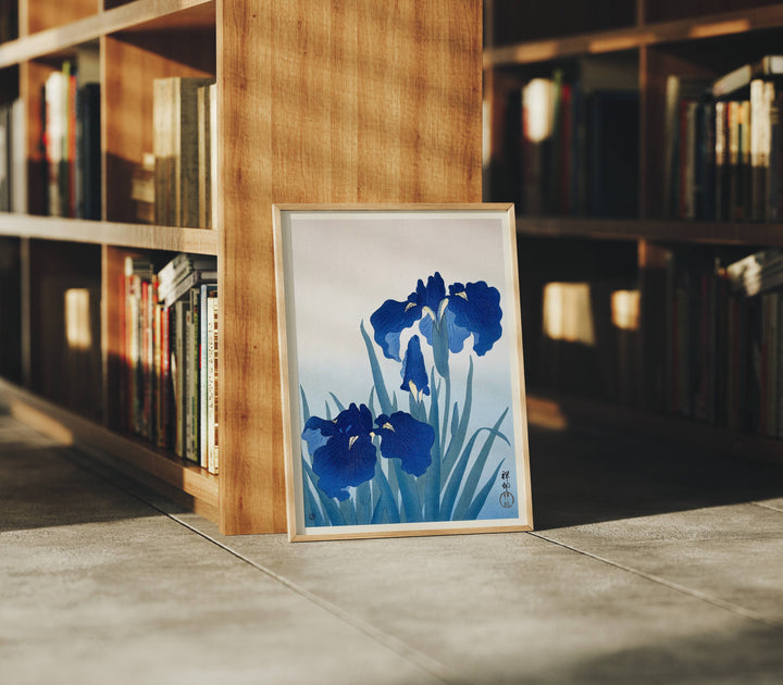 3x4 Wood Frame Mockup in Library,Thin Frame,Vertical Frame Mock-Up