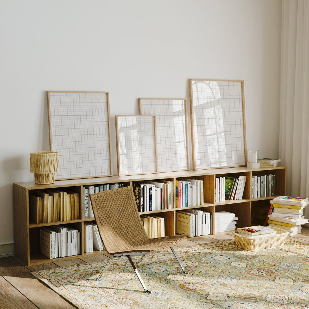 Set of 4 Wood Frame Mockup in Living Room,Wall Art Mockup,Print Poster Mockup