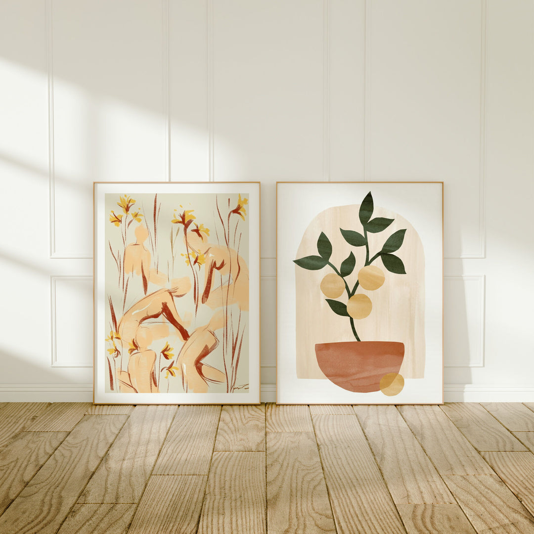 Set of 2 Minimalist Wood Frame Mockups in Home Interior
