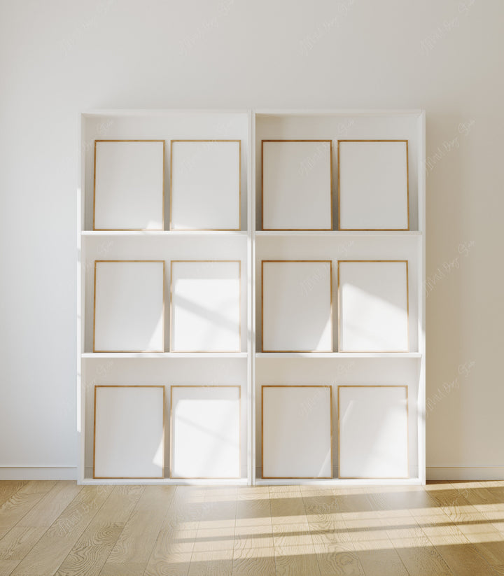 Set of 12 Gallery Art Frame Mockup,3x4 Wood Frame Mock-up,Digital Templates