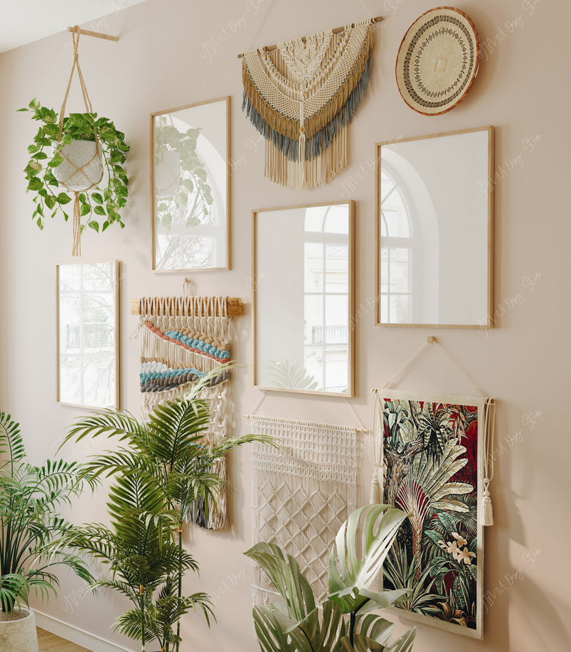 Set of 4 Gallery Wall Frame Mockup,3x4 Wood Frame Mock-Up,Wall Art Mockup,Artwork Wall Mockup