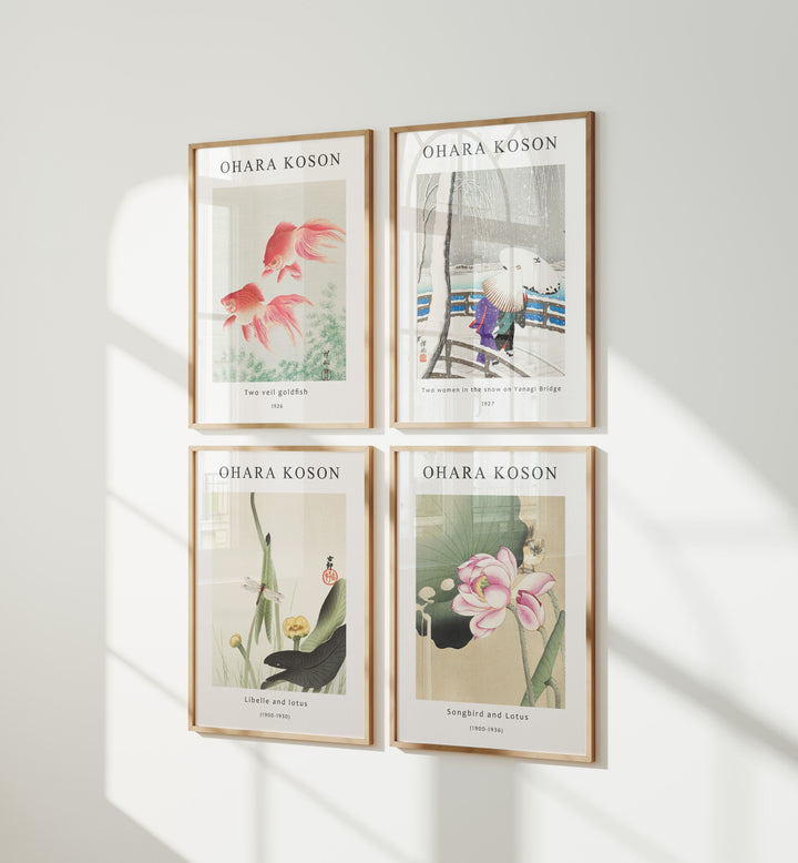 Set of 4 Wood Frame Mockups with Reflection,3x4 Wood Frame Mock-Up,Wall Art Mockup