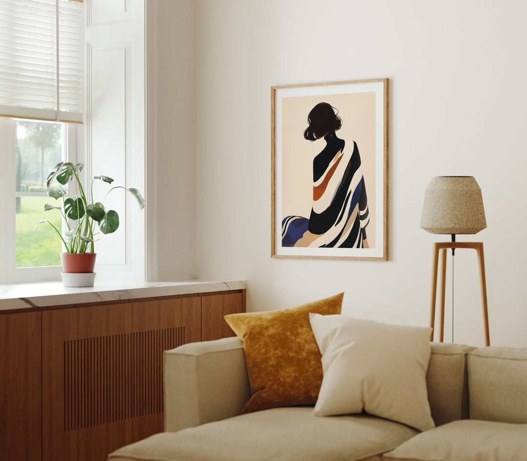 3x4 Wood Frame Mockup in Living Room,Art Print Mockup,Realistic Mockup