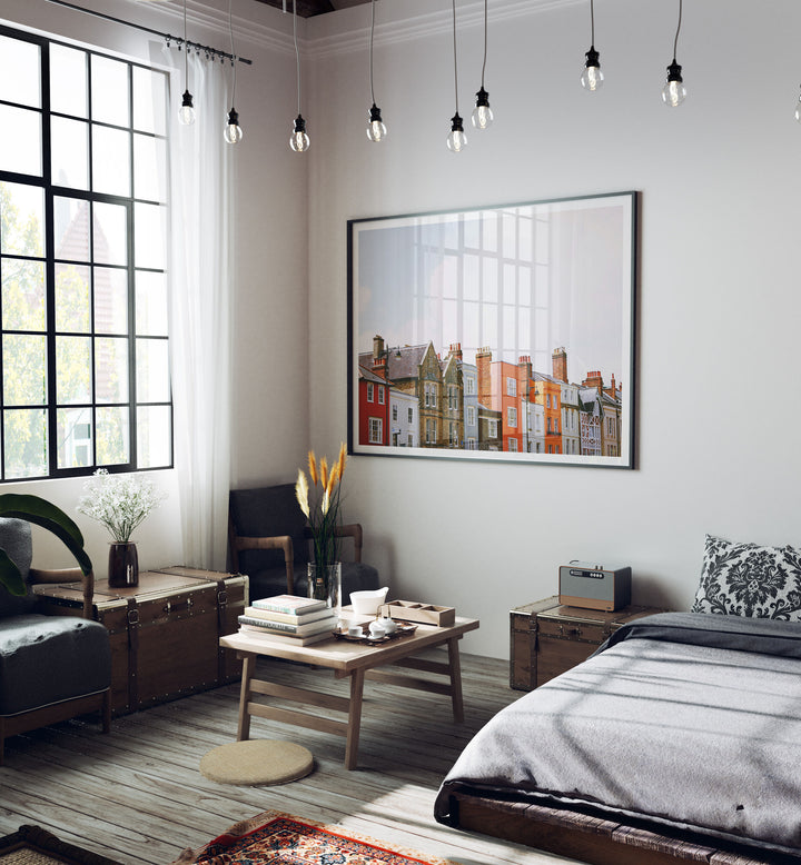 Horizontal Black Frame Mockup with Reflection,4x3 Wall Art Mockup
