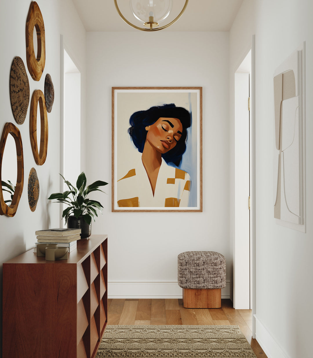 Wood Frame Mockup in halway,3x4 Vertical Frame Mock-Up,Wall Art Mockup,Digital Template