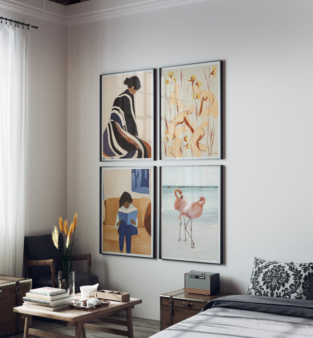 Gallery Black Frames Mockup with Reflection,5x7 Wall Art Mockups,Digital Templates