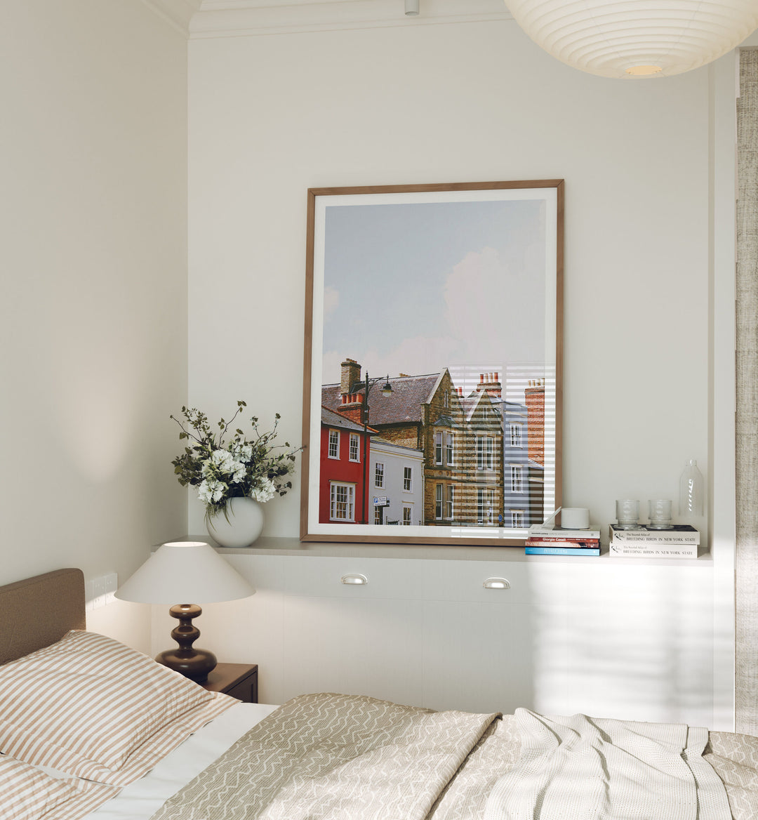 Wood Frame Mockup in Bedroom,5x7 Vertical Frame Mock-Up