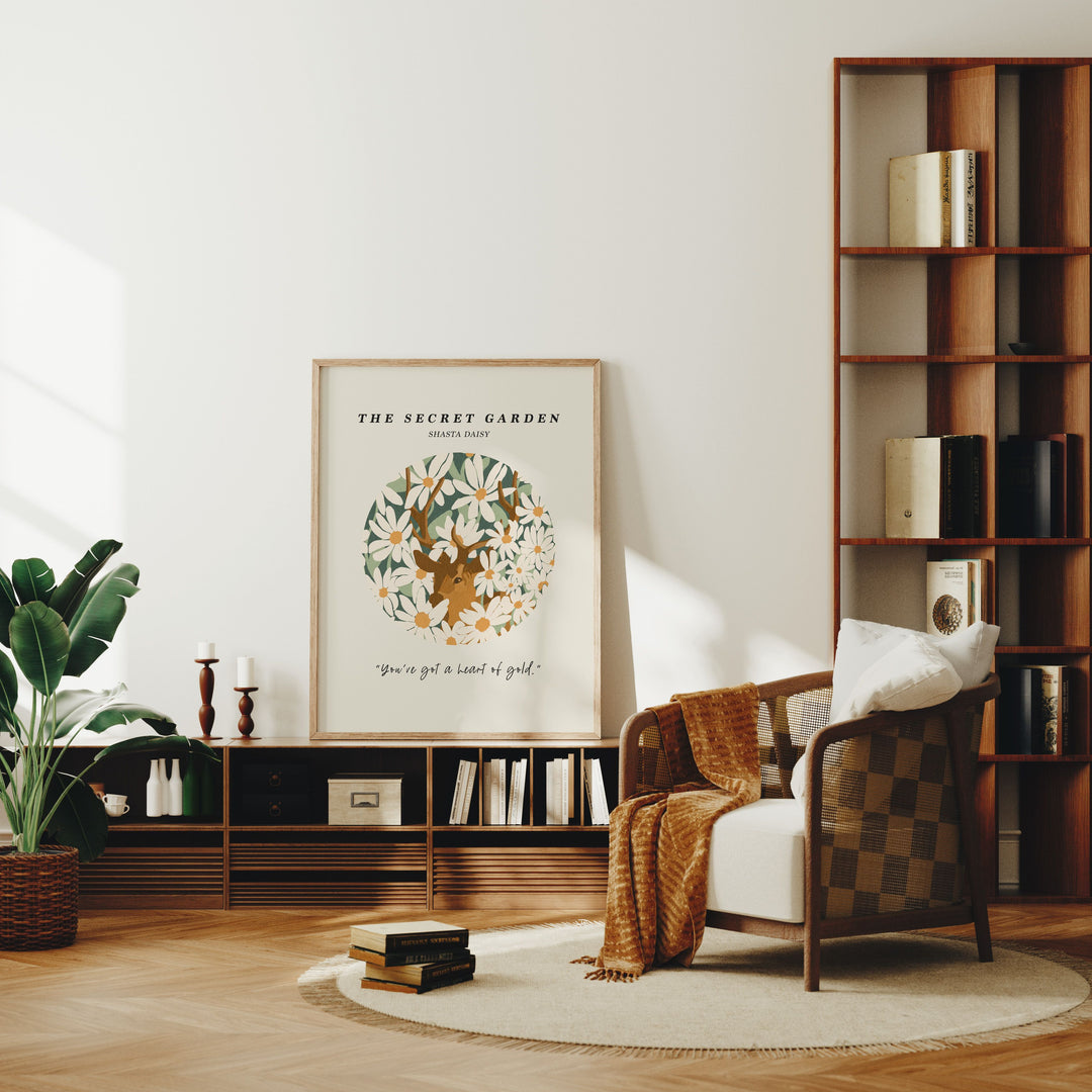 3x4 Wood Frame Mockup in Living Room,Art Print Mockup,Vertical Frame Mock-Up in Home Interior