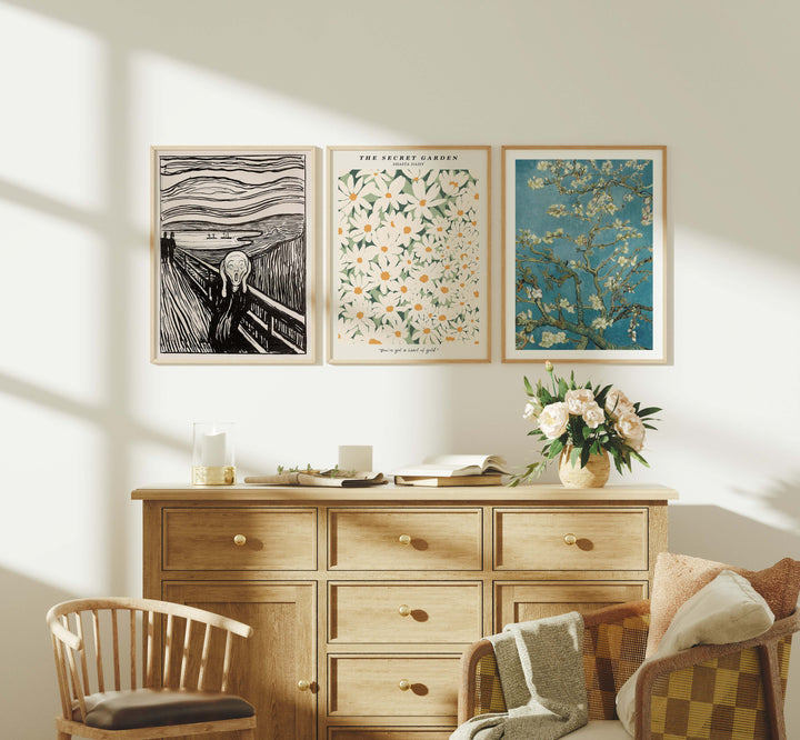 Set of 3 Wall Art Mockup in Living Room,3x4 Ratio Frame Mock-Up,Art Print Display,