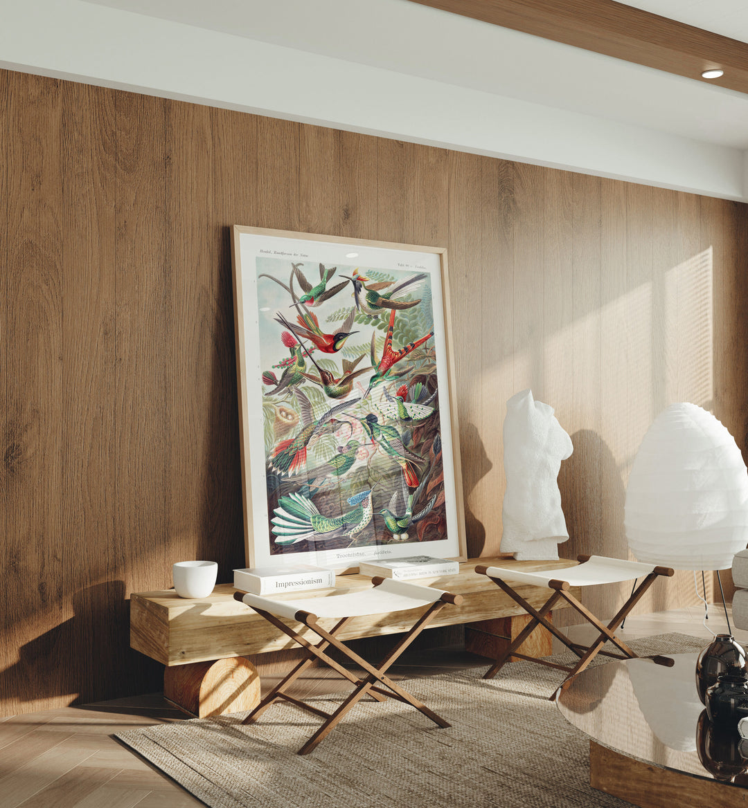 Wood Frame Mockup in Living Room,5x7 Vertical Frame Mock-Up with Reflection