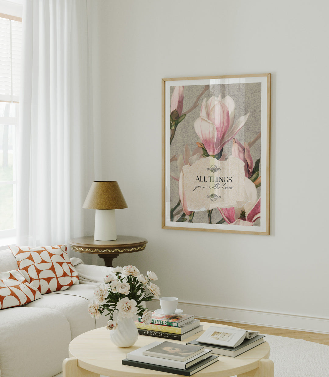 3x4 Wood Frame Mockup in Home Interior with Reflection