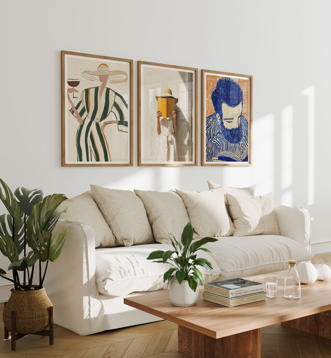 Set of 3 Wood Frame Mockup in Living Room,5x7 Frame Mock-Up,Art Print Display