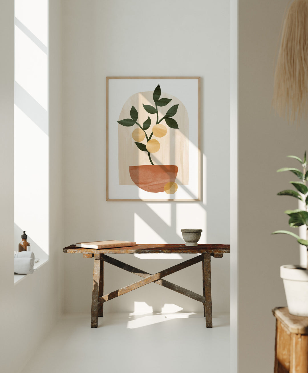 Wood Frame Mockup in home Interior,3x4 Ratio Frame Mock-Up,Picture Frame Mockup