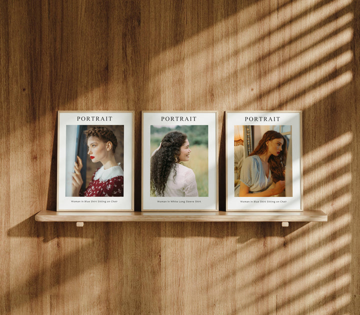 Set of 3 Wood Frame Mockup,3x4 Ratio Minimalist Vertical Frame Mock-Up