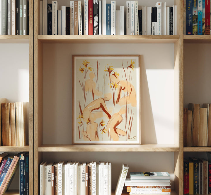 Wood Frame Mockup on Bookshelf,3x4 Ratio Frame Mock-Up,Picture Frame Mockup