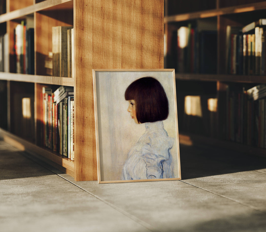 3x4 Wood Frame Mockup in Library,Thin Frame,Vertical Frame Mock-Up