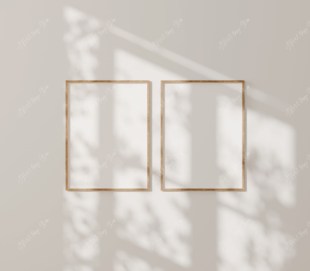 2 Wood Frames Mockup,3x4 Ratio Minimal Vertical Frame Mockup,Wall Art Mockup