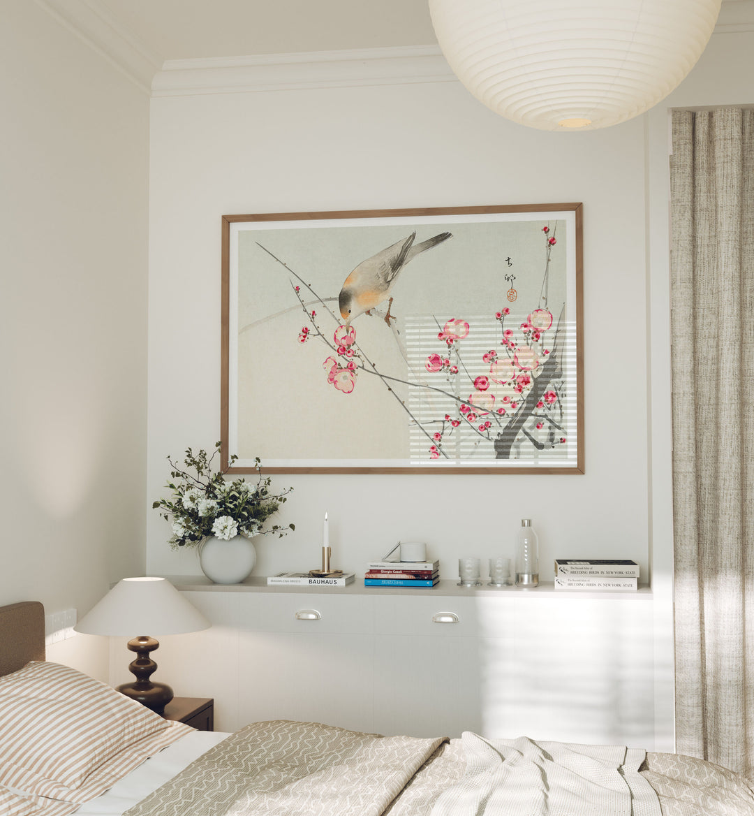 Wood Frame Mockup in Bedroom,7x5 Horizontal Frame Mock-Up with Reflection