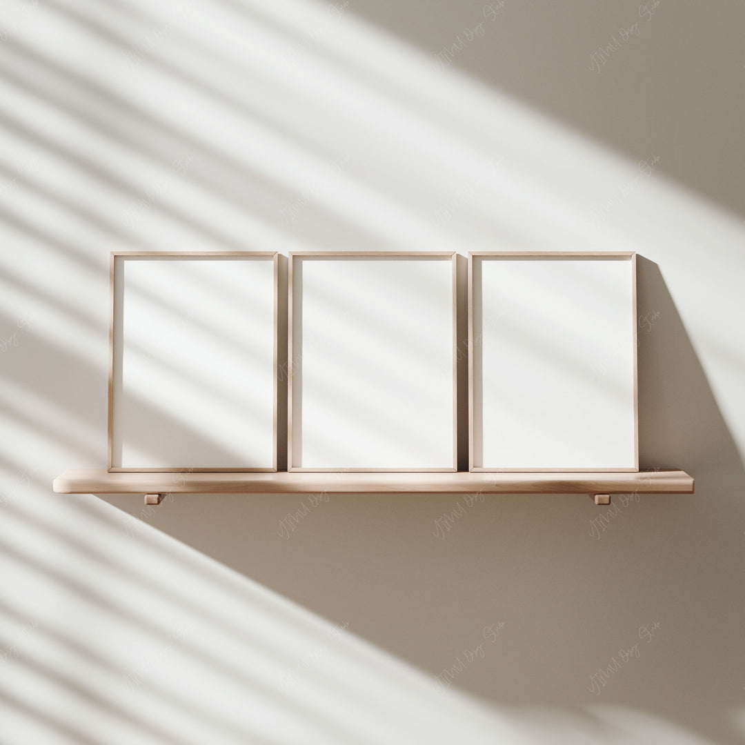 Set of 3 Wood Frame Mockup,Minimalist 3x4 Ratio Frame Mock-Up,Print Poster Art Mockup