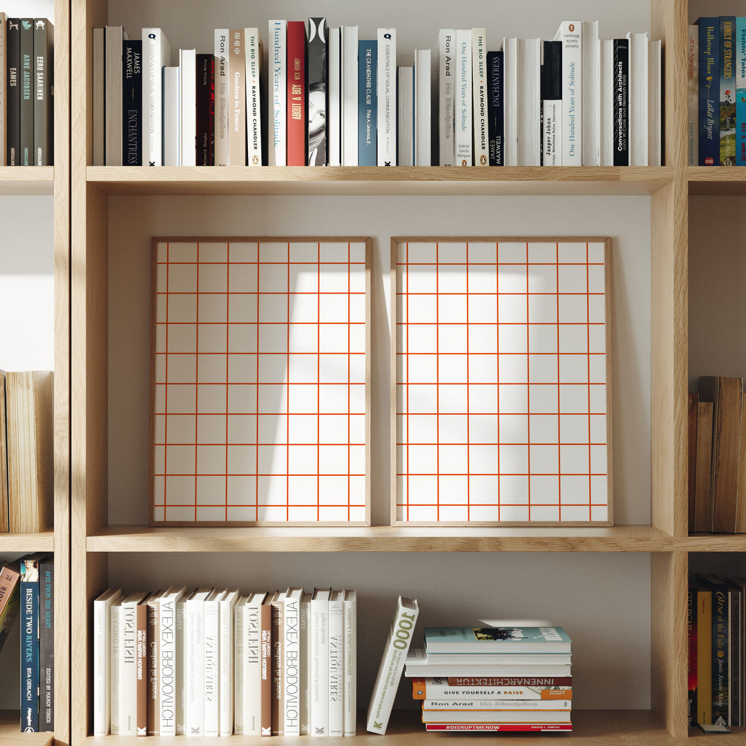 Set of 2 Wood Frame Mockup on Bookshelf,3x4 Ratio Frame Mock-Up