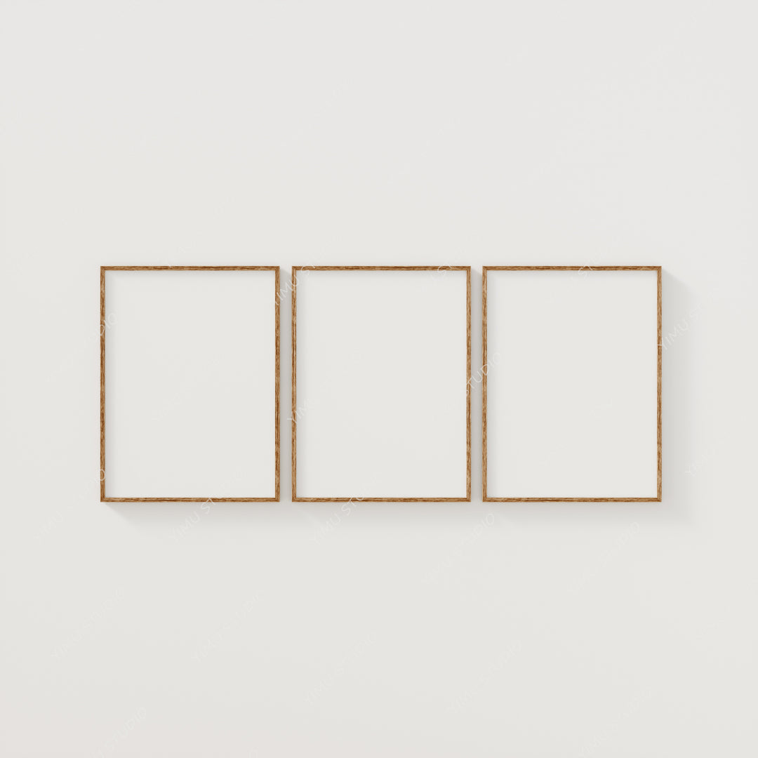 Set of 3 Wood Frame Mockups,Wall Art Mockup,Psd Templates