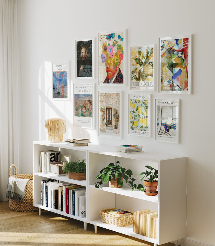 Gallery Wall Frames Mockup in Living Room,19 Frames Artwork Mockup,3x4 Wall Art Mockup,Interior Mockup
