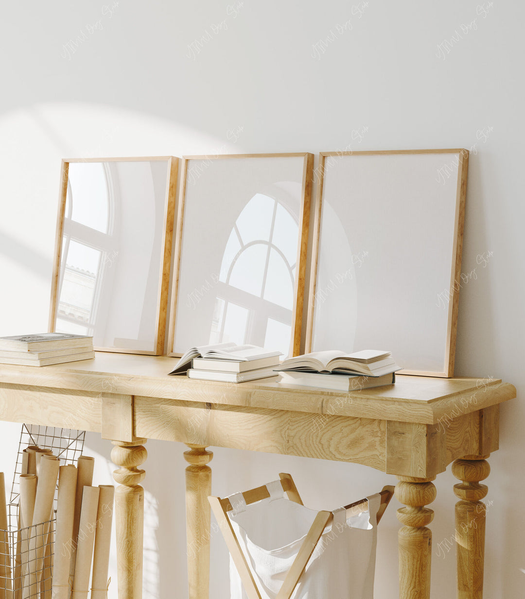 Set of 3 Wood Frame Mockup,5x7 Ratio Wall Art Mockup,Picture Frame Mockup,Interior Art Mockup
