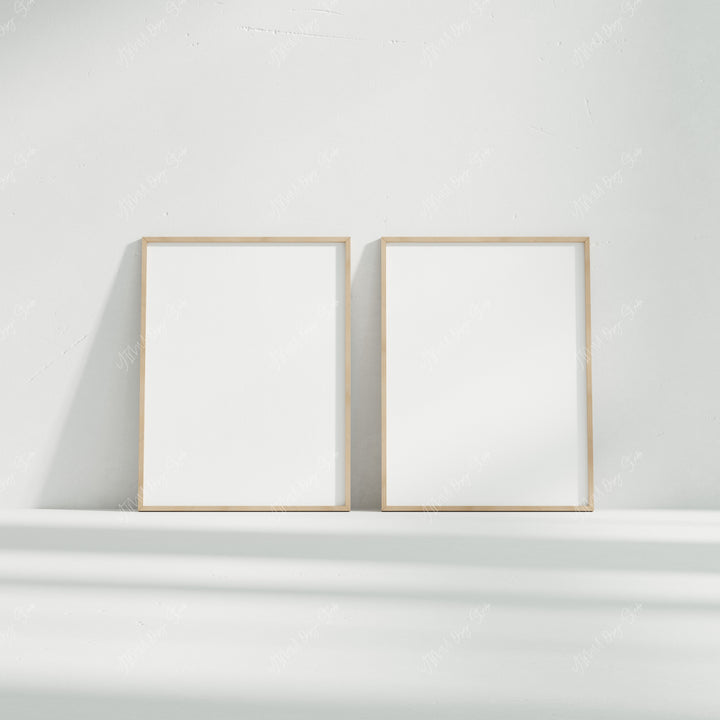 2 Wood Frame Mockup with White Background,Minimalist 3x4 Wood Frame Mock-Up