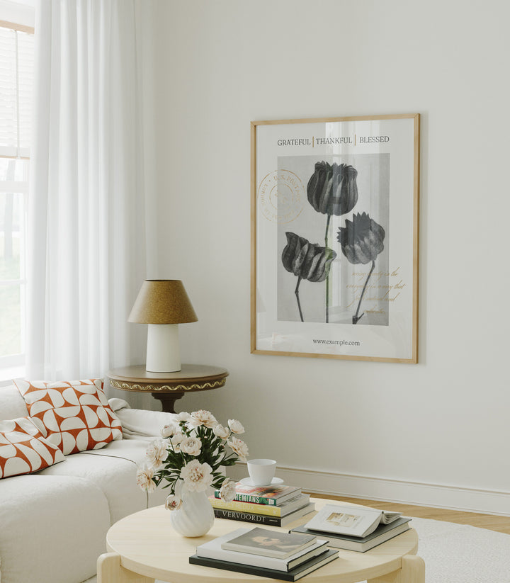 3x4 Wood Frame Mockup in Home Interior with Reflection