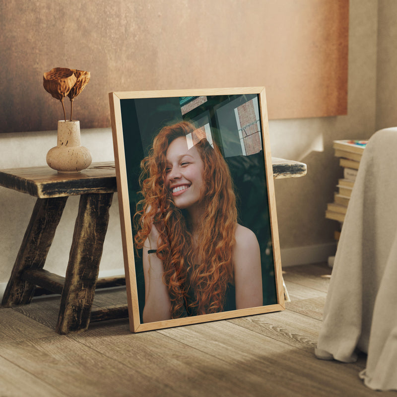 Wood Frame Mockup in home Interior,3x4 Ratio Frame Mock-Up with Reflection,Picture Frame Mockup