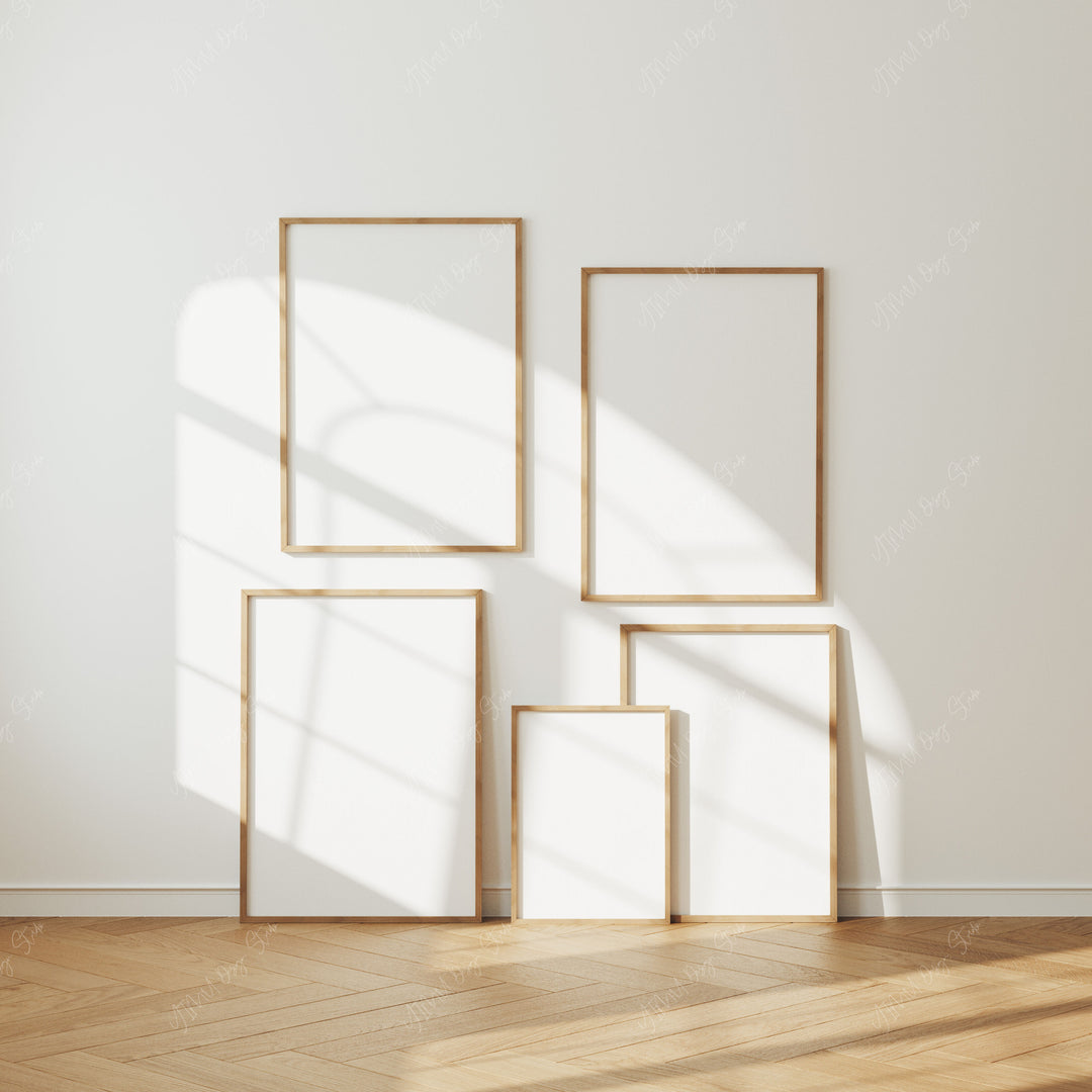 Set of 5 Gallery Wall Frame Mockup,5x7 Wood Frame Mock-Up,Wall Art Mockup