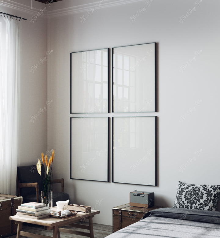 Gallery Black Frames Mockup with Reflection,5x7 Wall Art Mockups,Digital Templates