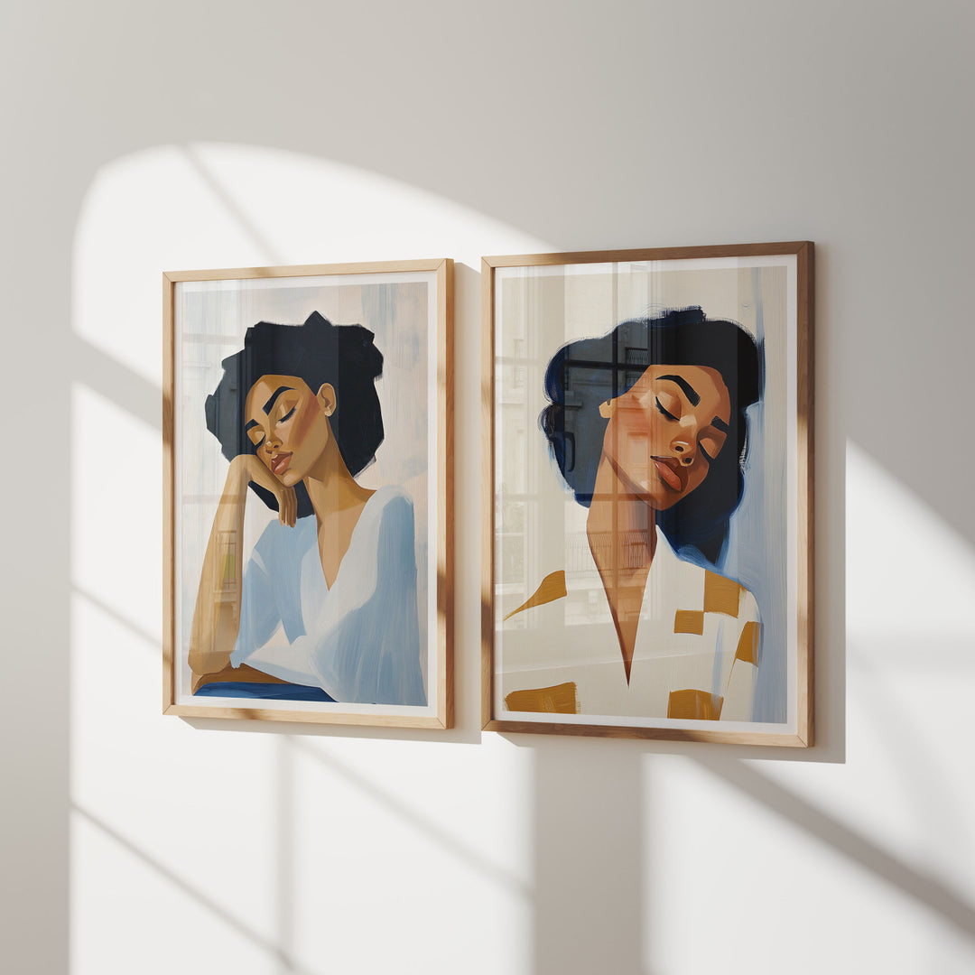 2 Wood Frame Mockup with Reflection,Minimalist 3x4 Wall Art Frame Mock-Up