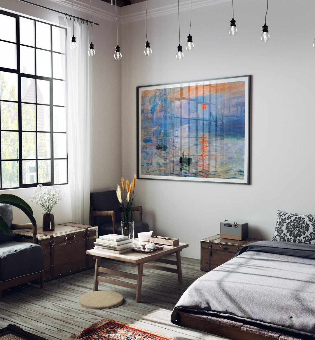 Horizontal Black Frame Mockup with Reflection,4x3 Wall Art Mockup