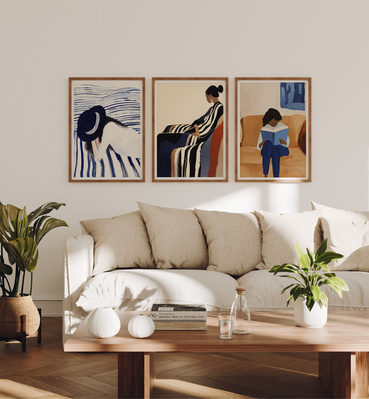 Set of 3 Wood Frame Mockup in Living Room,5x7 Frame Mock-Up,Art Print Display