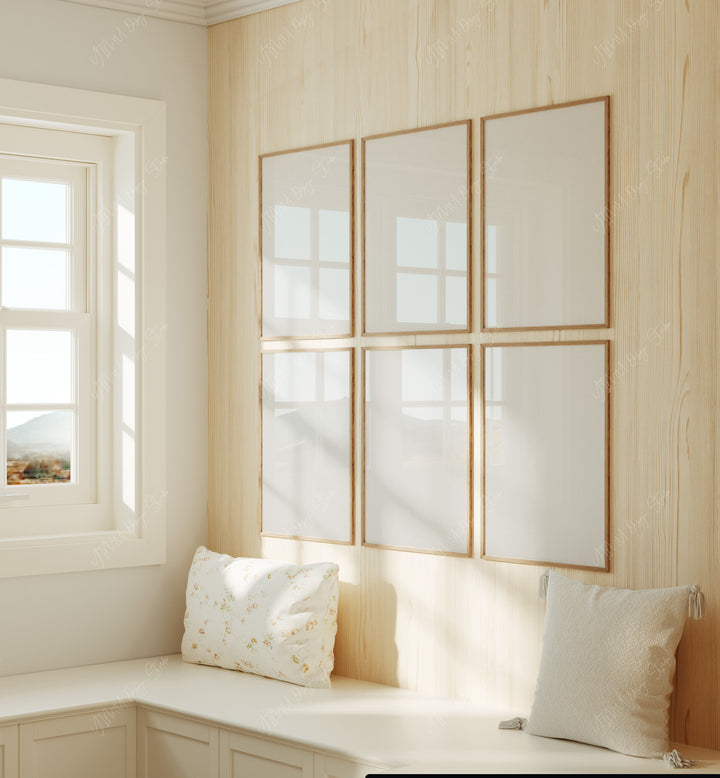 Gallery Wall Frames Mockup with Reflection,5x7 Wall Art Mockups