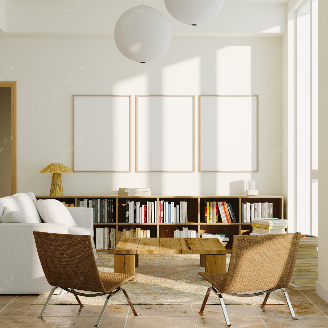 Set of 3 Wood Frame Mockup,3x4 Ratio Frame Mock-Up,Art Print Display,Wall Art Mockup