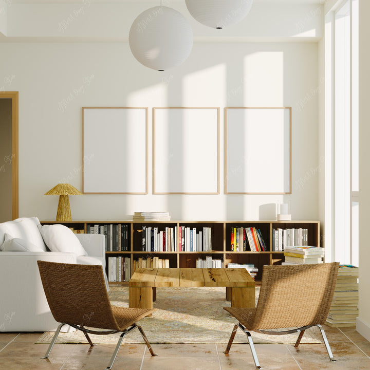 Set of 3 Wood Frame Mockup,3x4 Ratio Frame Mock-Up,Art Print Display,Wall Art Mockup