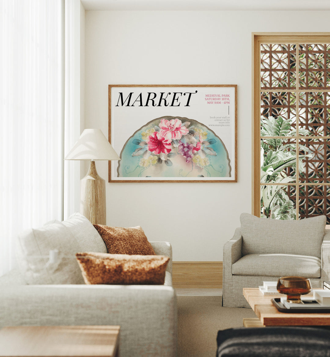 4x3 Horizontal Wood Frame Mockup,Wall Art Mockup,Poster Mockup