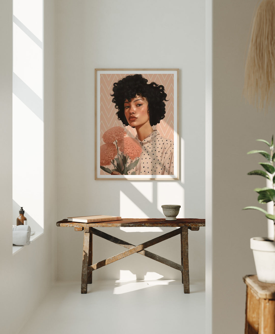 Wood Frame Mockup in home Interior,3x4 Ratio Frame Mock-Up,Picture Frame Mockup