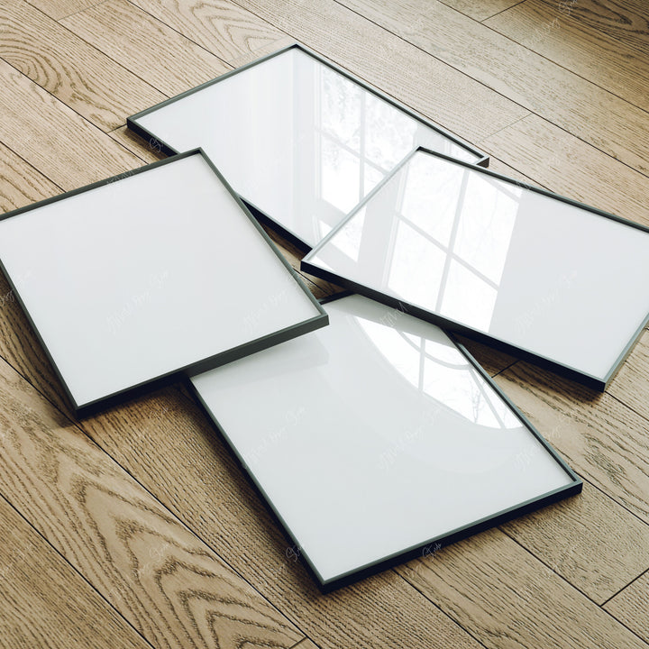 Set of 4 Black Frame Mockup,3x4 Frame Mock-up,Psd Smart Object